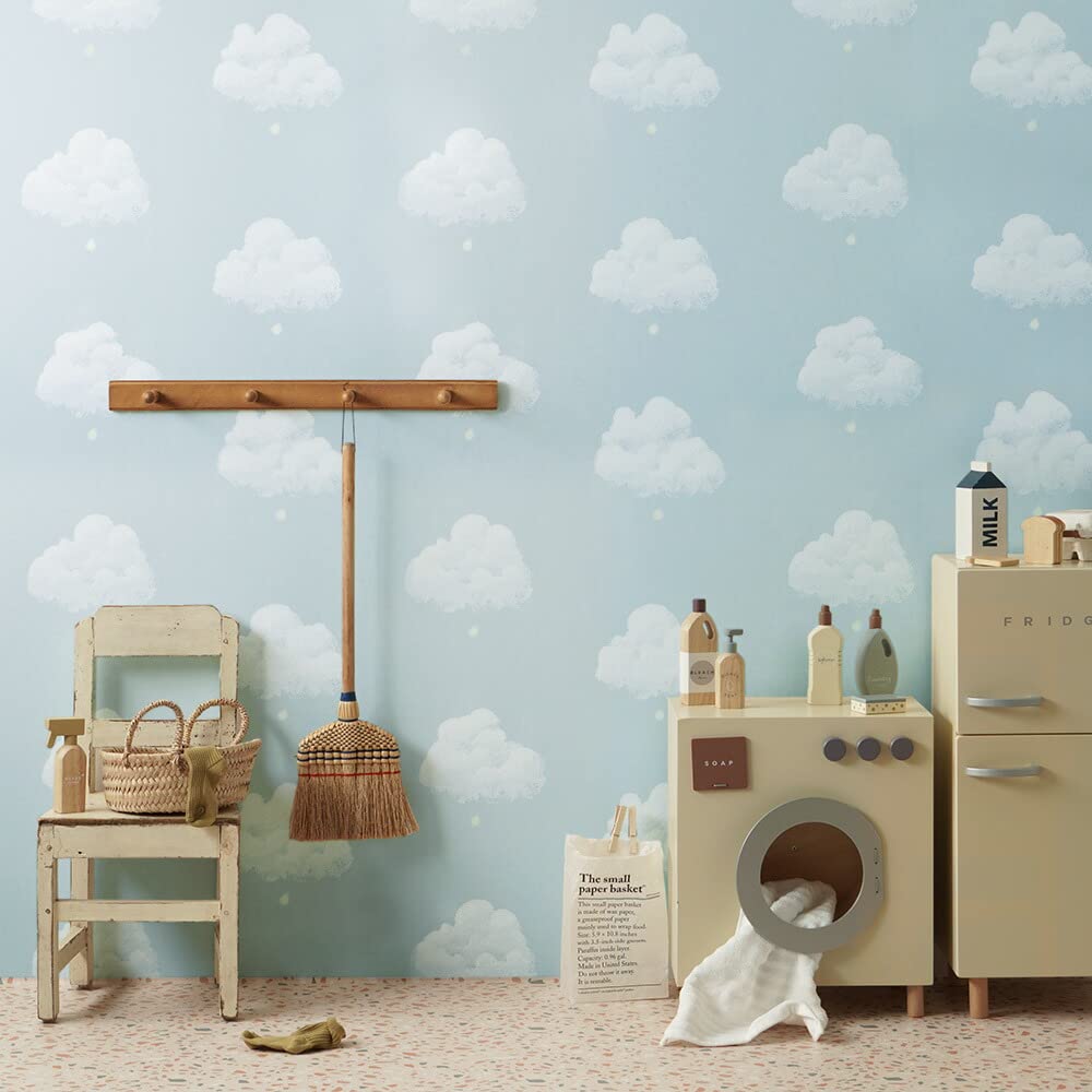 Amazon | 壁紙 クロス ふわふわの雲 Blue smoke ブルー スモーク